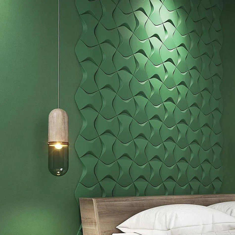 WING Polyurethane Wall Art Panel in green bedroom interior DecorMania.eu