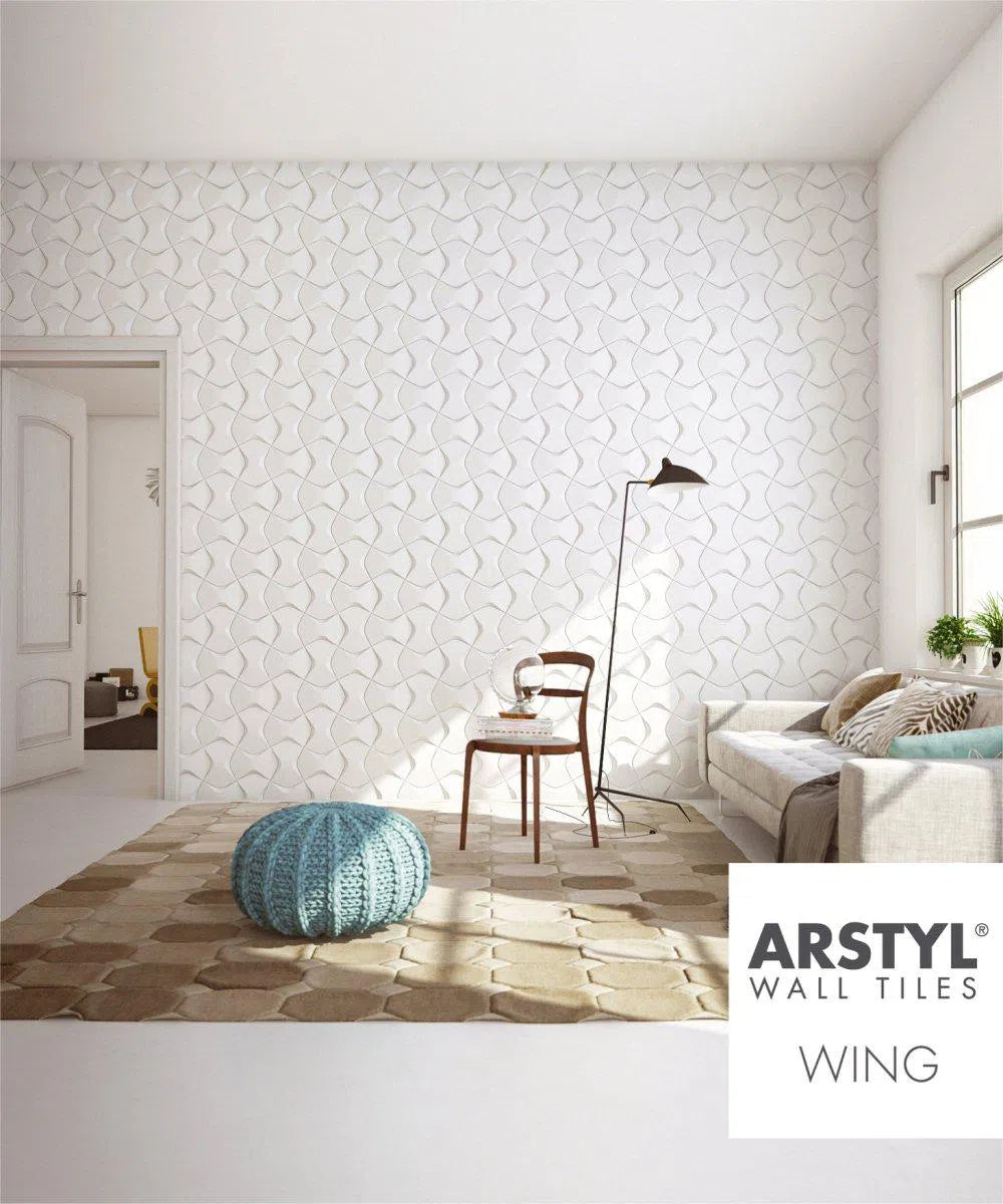 WING Polyurethane Wall Art Panel white colour accent wall DecorMania.eu