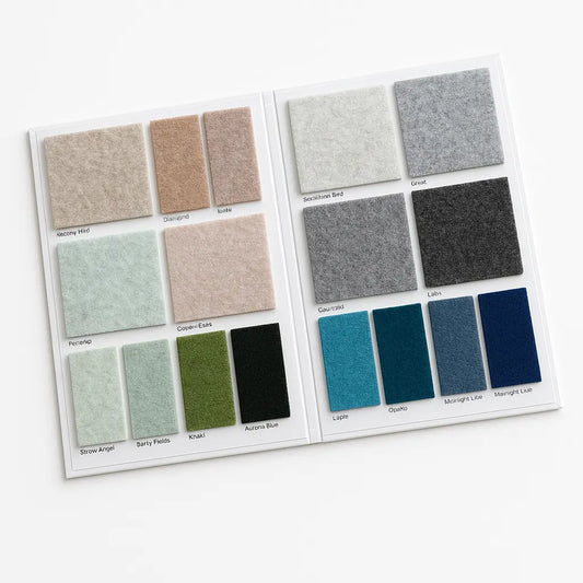 Fluffo Wallpaper Colour Sampler Book on white background Acoustic Wallpaper Swatches Decormania eu