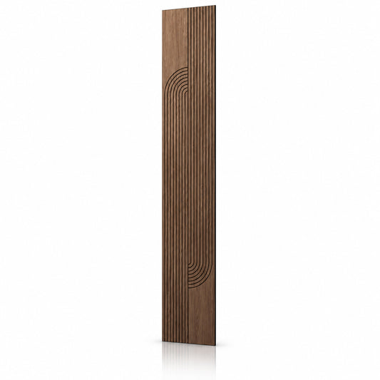 Walnut GrooveCraft Model 10 MDF wall panel 275 x 50 cm angled view