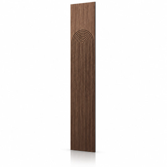 Walnut GrooveCraft Model 11 MDF wall panel 275 x 50 cm angled view