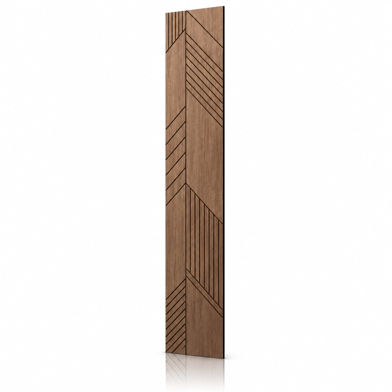 Walnut GrooveCraft Model 12 MDF wall panel 275 x 50 cm angled view