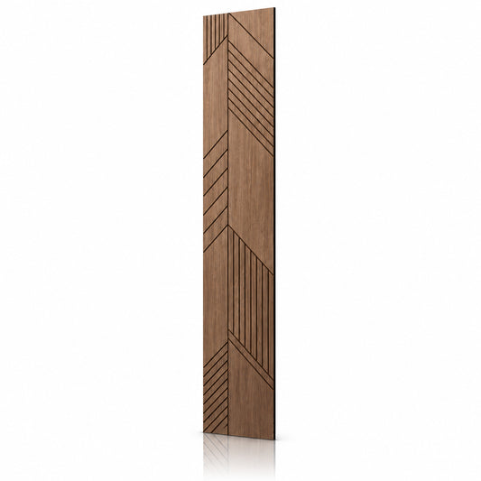 Walnut GrooveCraft Model 12 MDF wall panel 275 x 50 cm angled view