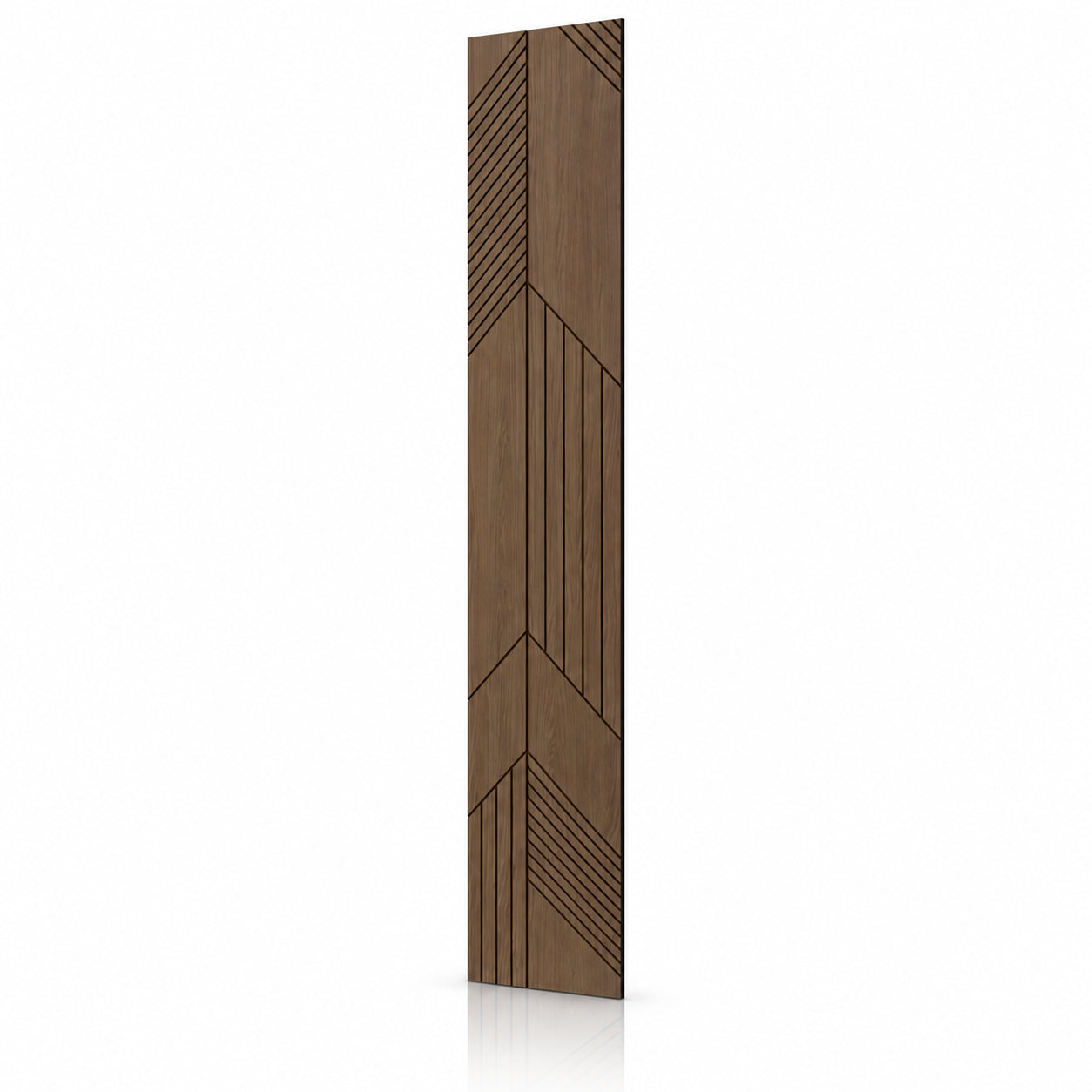 Walnut GrooveCraft Model 15 MDF wall panel 275 x 50 cm angled view