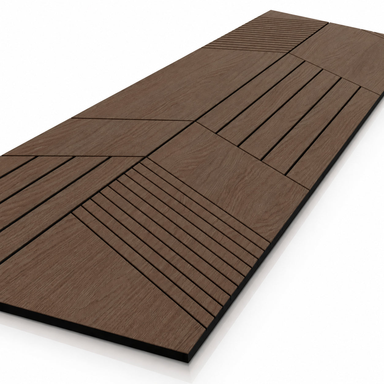 Walnut GrooveCraft Model 15 MDF wall panel 275 x 50 cm front view