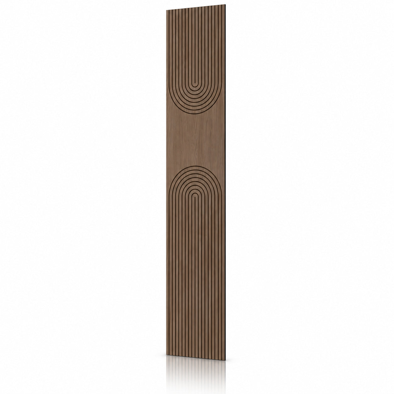 Walnut GrooveCraft Model 16 MDF wall panel 275 x 50 cm angled view