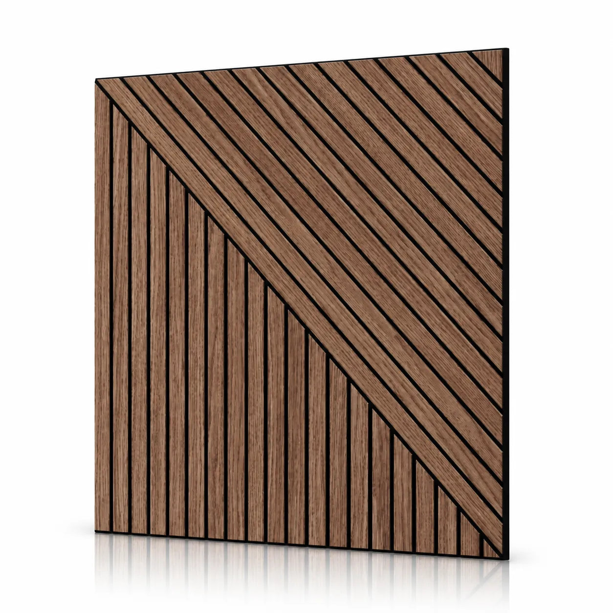 Walnut GrooveCraft MDF wall panel with geometric slat design