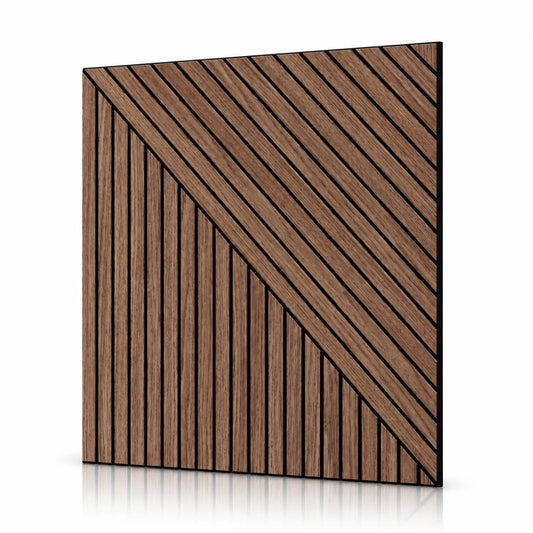 Walnut GrooveCraft MDF wall panel with geometric slat design