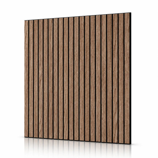 Walnut GrooveCraft Model 5 MDF wall panel with vertical slat design