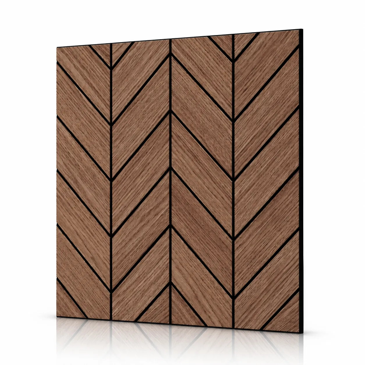 Walnut GrooveCraft Model 7 MDF wall panel with chevron design