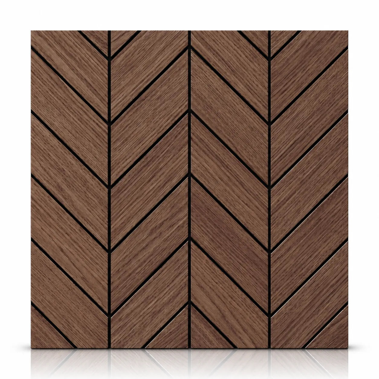 Walnut GrooveCraft Model 7 MDF wall panel with geometric chevron pattern