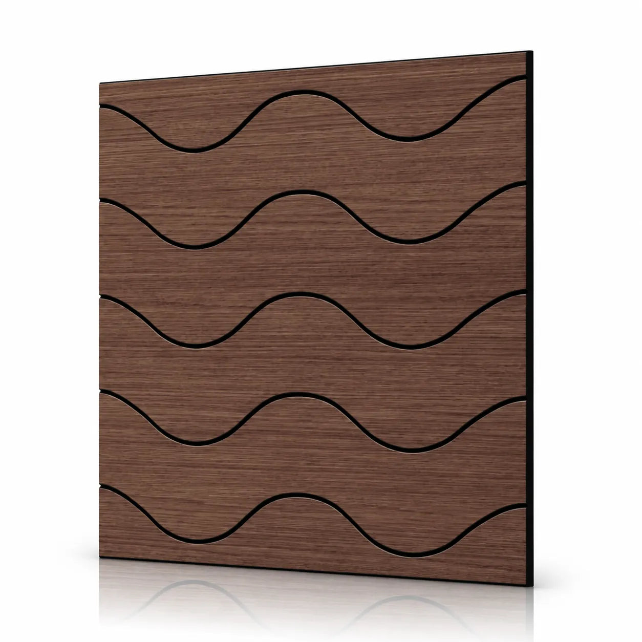 Walnut GrooveCraft Model 8 MDF wall panel 50 x 50 cm angled view
