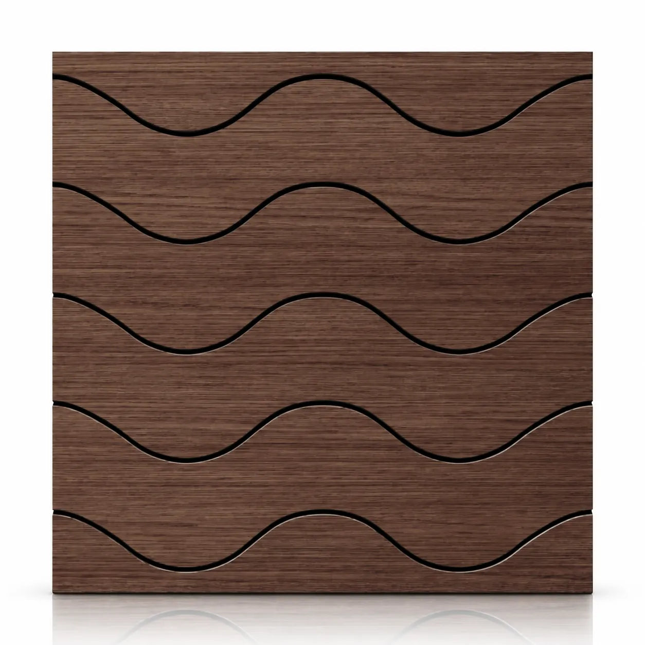 Walnut GrooveCraft Model 8 MDF wall panel with horizontal wave design