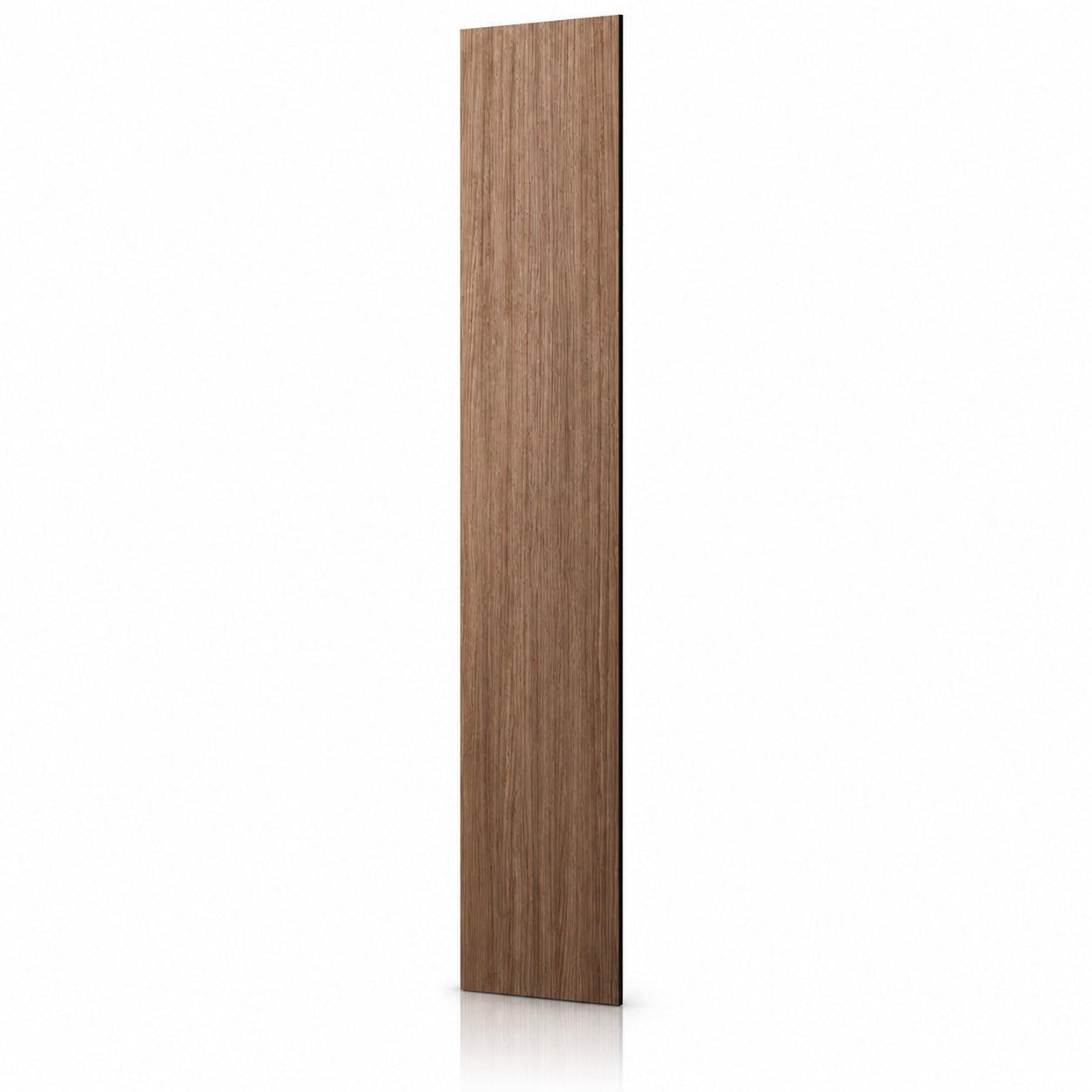 Walnut GrooveCraft MDF wall panel with black MDF core angled view