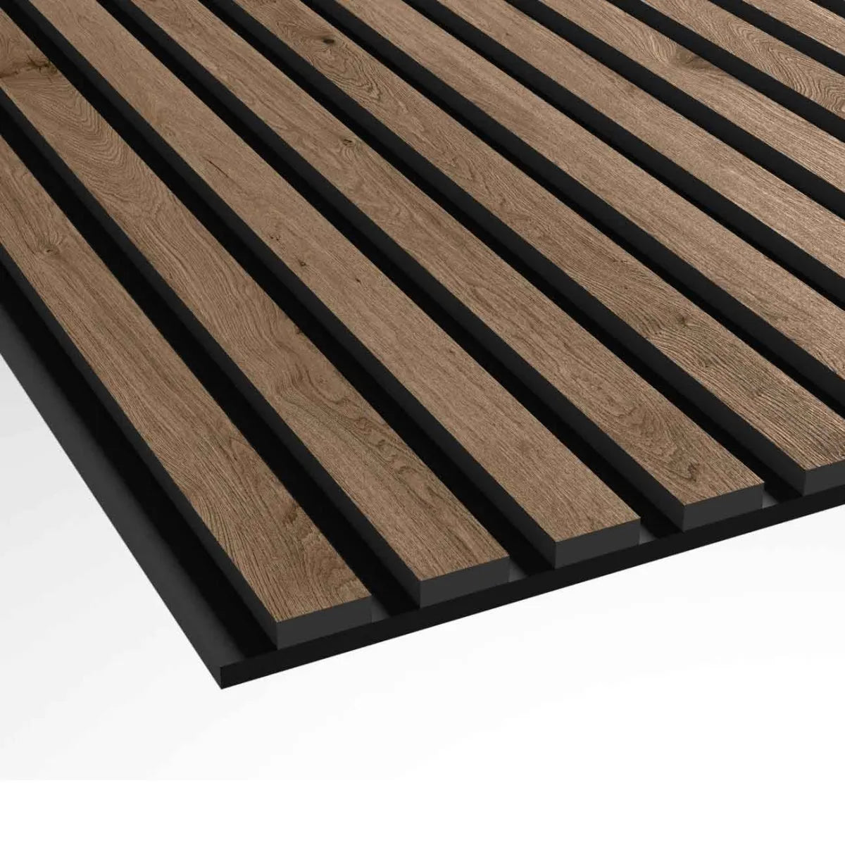 Walnut Wood Slat Wall Panelling – 280x60 cm texture closeup DecorMania.eu