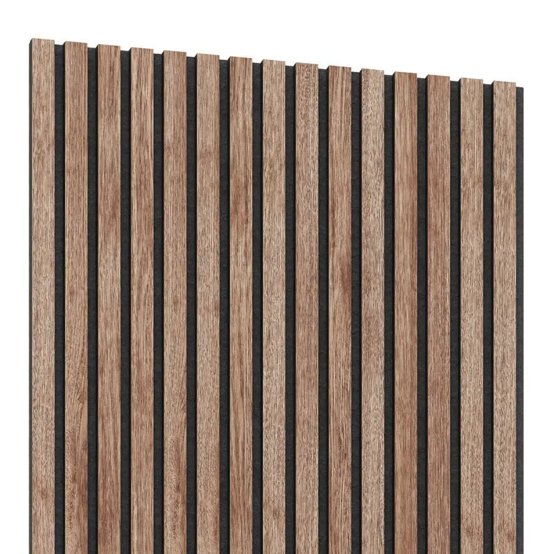 60 x 60 cm Walnut Wood Slat Wall Panelling with black felt backing