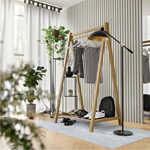 Acoustic Slatted Wall Panels White Matt  in hallway interior DecorMania.eu