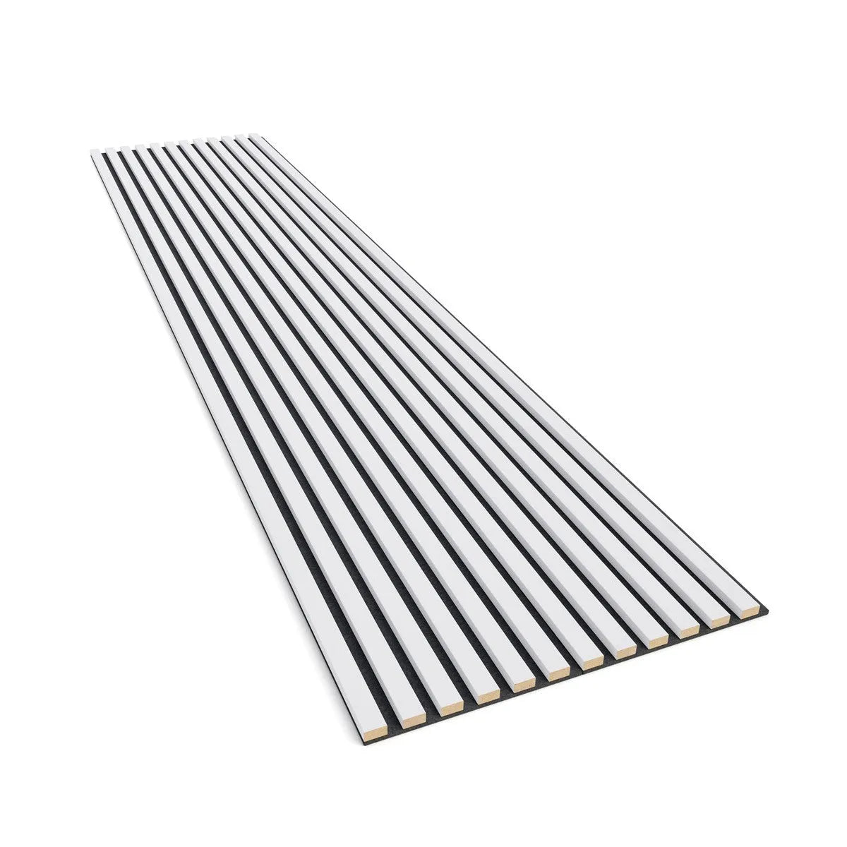 Acoustic Slatted Wall Panels White Matt  on white background DecorMania.eu
