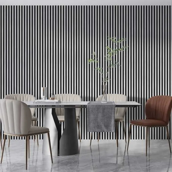 Acoustic Slatted Wall Panels White Matt  feature wall DecorMania.eu