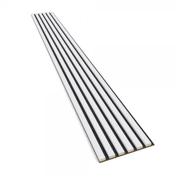 Acoustic Slatted Wall Panels White Matt  on white background DecorMania.eu