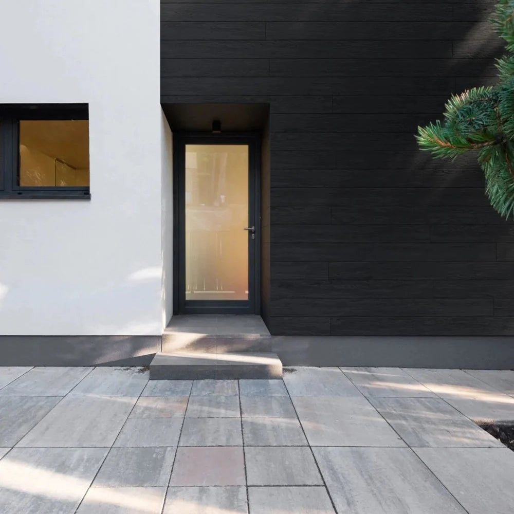 Wood Texture Flexible Wall Panels GRAPHITE on house elevation Decormania.eu
