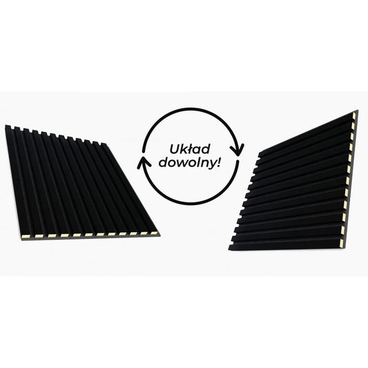 Wooden Acoustic Panels - BLACK Wall Slats on white background DecorMania.eu