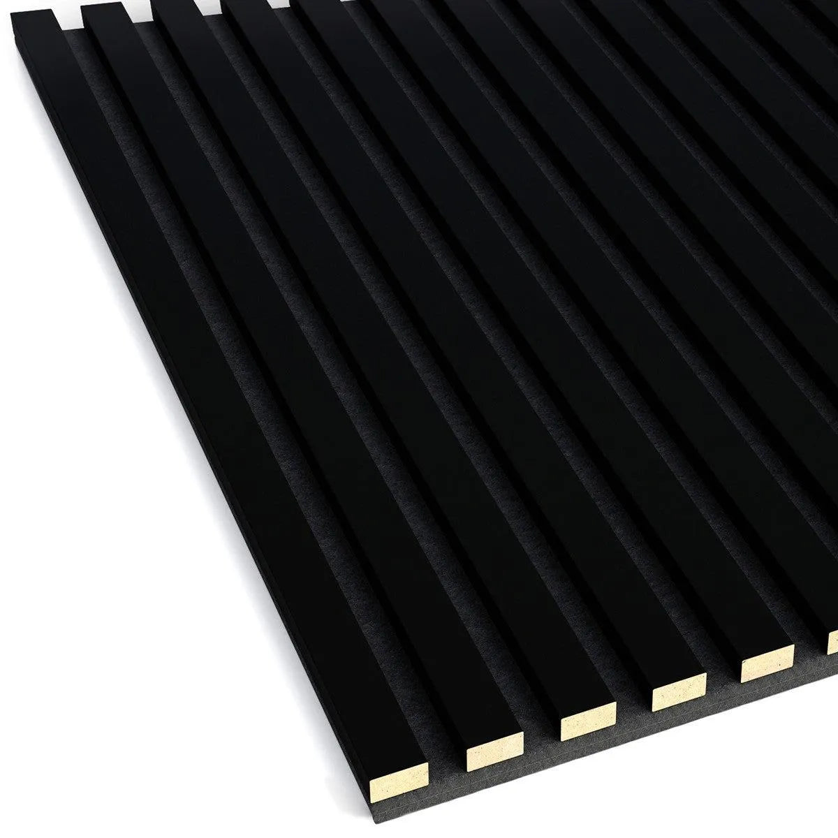 Wooden Acoustic Panels - BLACK Wall Slats on white background DecorMania.eu