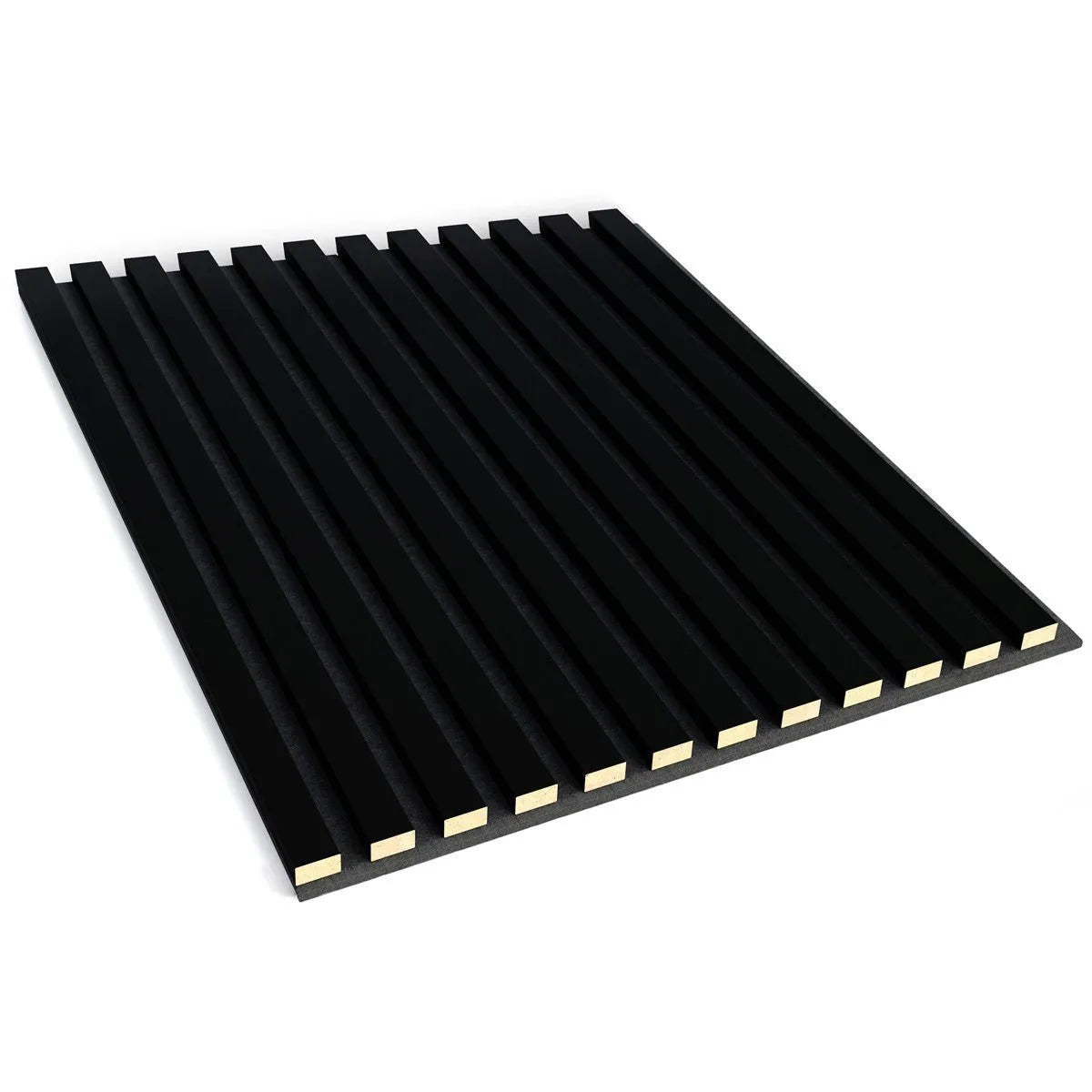 Wooden Acoustic Panels - BLACK Wall Slats on white background DecorMania.eu