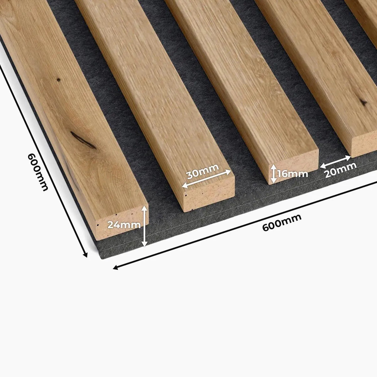 Wooden Acoustic Panels - EUROPEAN OAK Wall Slats on white background DecorMania.eu