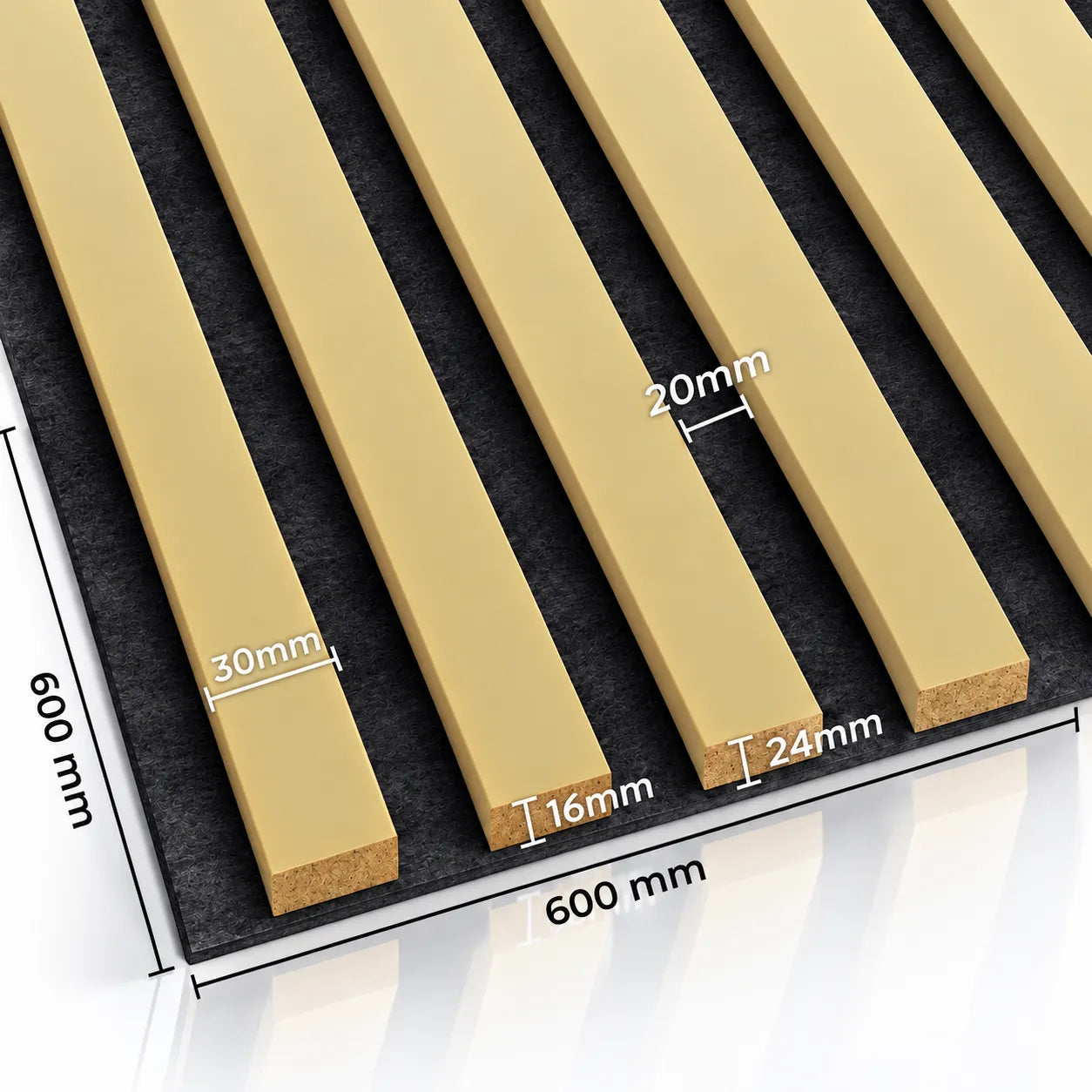 Gold Wall Slats acoustic panel dimensions
