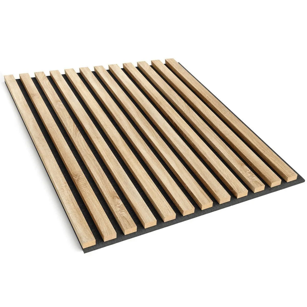 Wooden Acoustic Panels - GREY OAK Wall Slats on white background DecorMania.eu