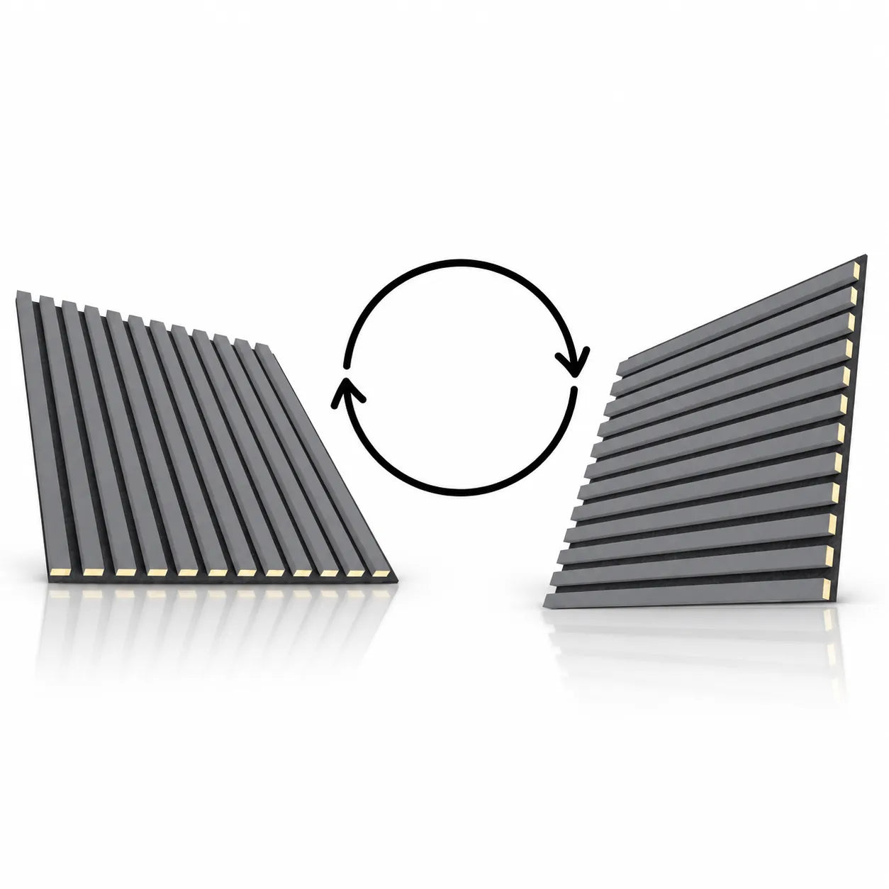 Grey Wall Slats acoustic panels with flexible installation direction
