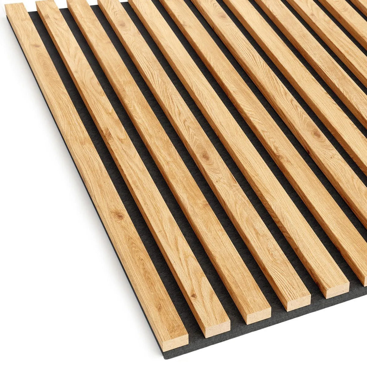 Wooden Acoustic Panels - NATURAL OAK Wall Slats on white background DecorMania.eu