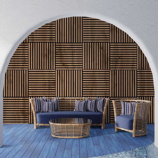 Wooden Acoustic Panels Rustic Oak Wall Slats feature Wall DecorMania EU