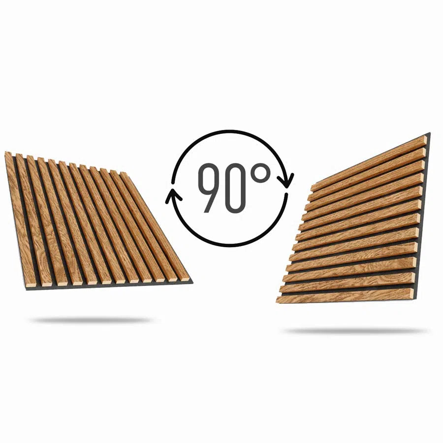 Wooden Acoustic Panels - VENEERED OAK Wall Slats on white background DecorMania.eu
