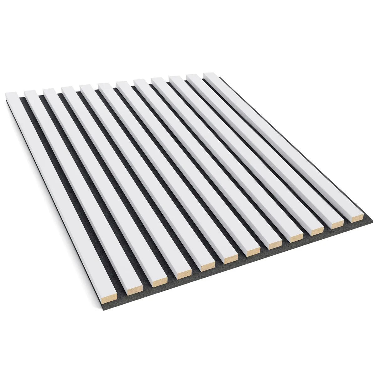 Wooden Acoustic Panels - WHITE Wall Slats on white background DecorMania.eu