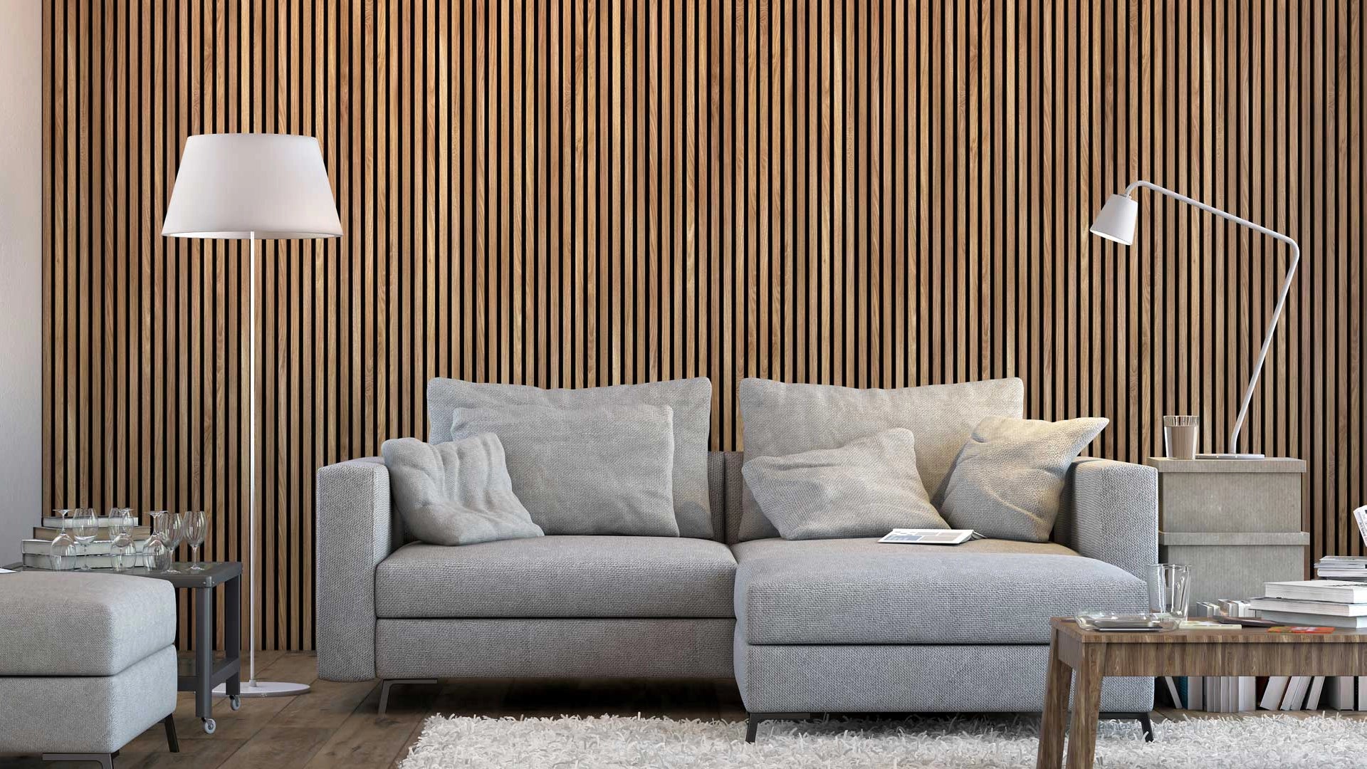acoustic wood slat wall panel decorative panels with couch