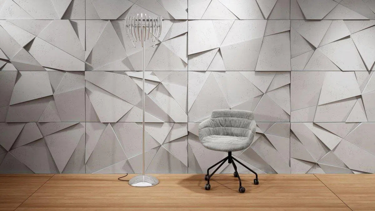 Concrete 3D Wall Panel CRYSTAL in modern office interior DecorMania.eu