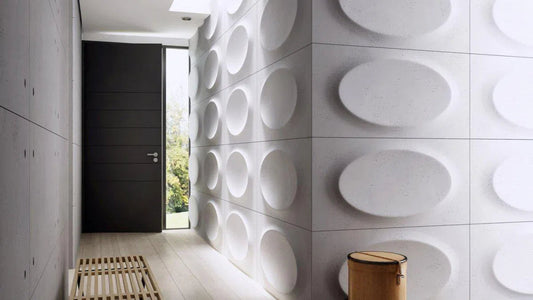 Concrete 3D Wall Panel OVAL in home interior DecorMania.eu
