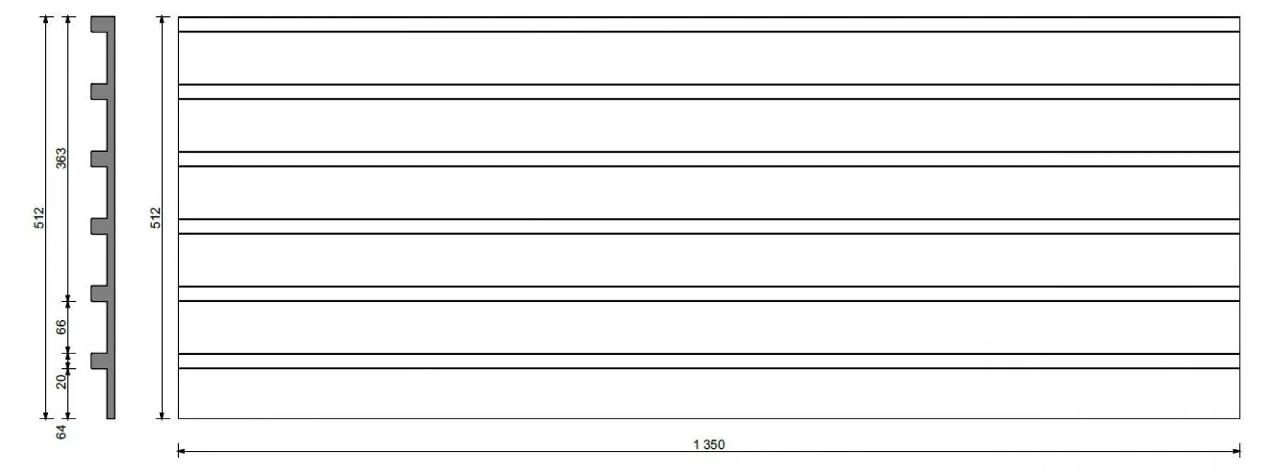 Dimensions of 3D Concrete Wall Panel RIFT L | DecorMania eu