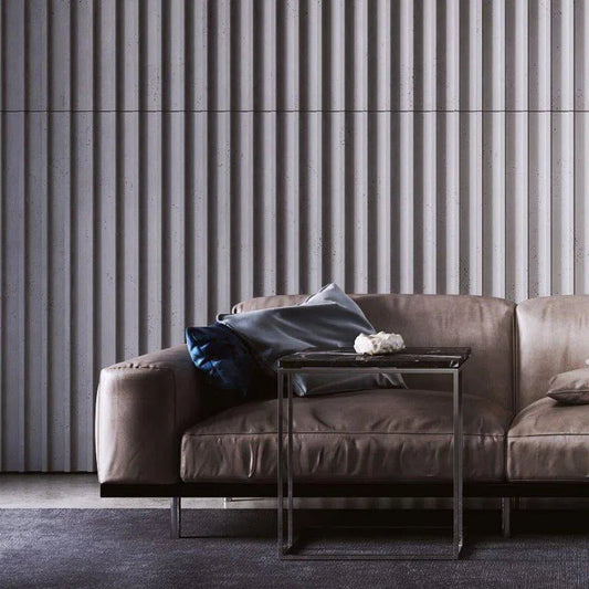 Concrete 3D Wall Panel RIFT L in modern living room interior DecorMania.eu