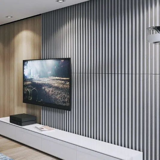 Concrete 3D Wall Panel RIFT M in modern living room interior DecorMania.eu