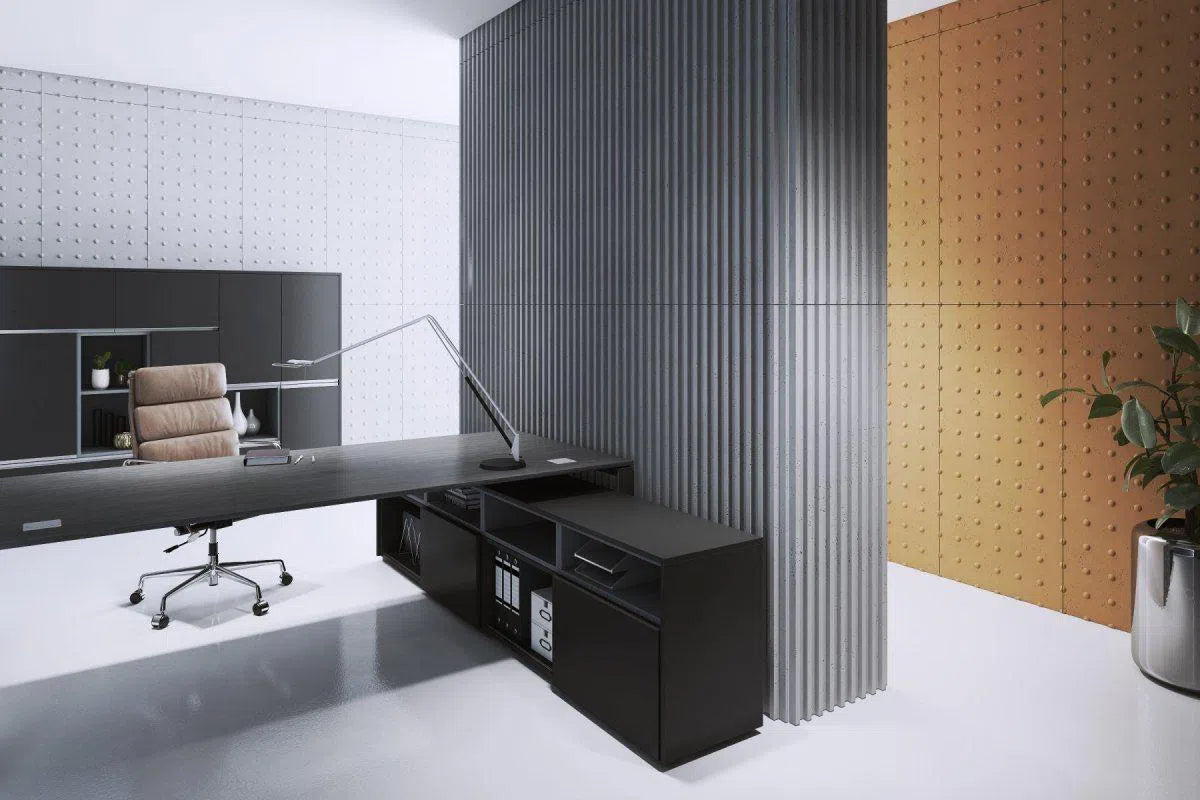 Concrete 3D Wall Panel RIFT M in modern office interior DecorMania.eu