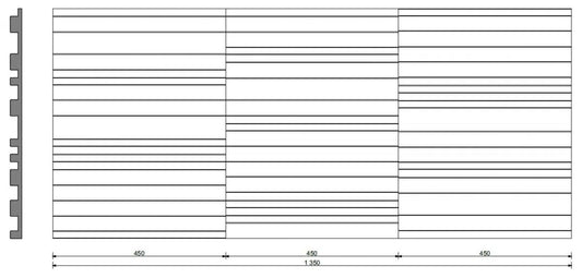 Concrete 3D Wall Panel RIFT MIXED dimensions on white background DecorMania.eu