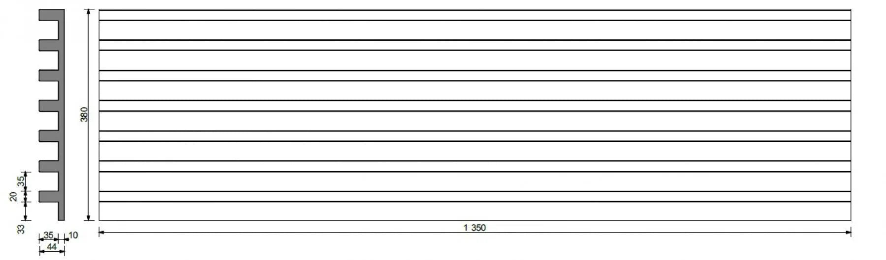 Dimensions of 3D Concrete Wall Panel RIFT XL | DecorMania UK