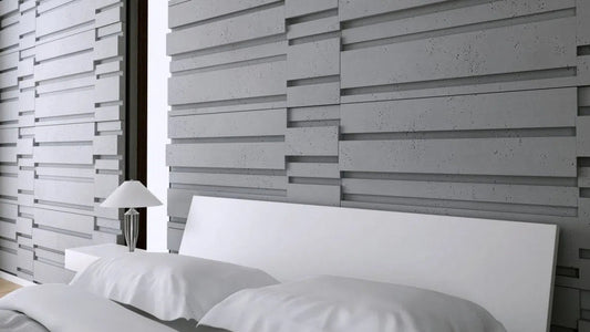 Concrete 3D Wall Panel ROOFTOPS in grey colour interior DecorMania.eu