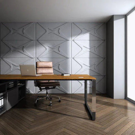 Concrete 3D Wall Panel STARS accent wall in modern office interior DecorMania.eu
