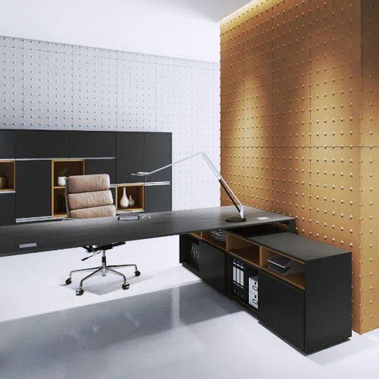 Concrete 3D Wall Panel STEEL DOTS in office interior DecorMania.eu