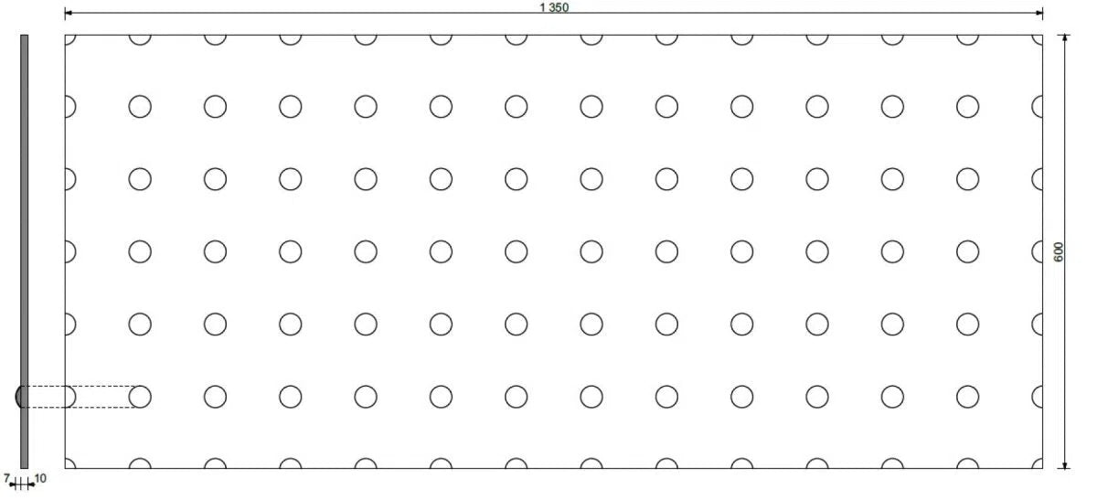 Concrete 3D Wall Panel STEEL DOTS measuremants on white background DecorMania.eu