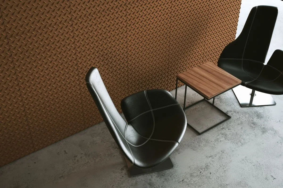 Concrete 3D Wall Panel STEEL SHEET in brown colour interior DecorMania.eu